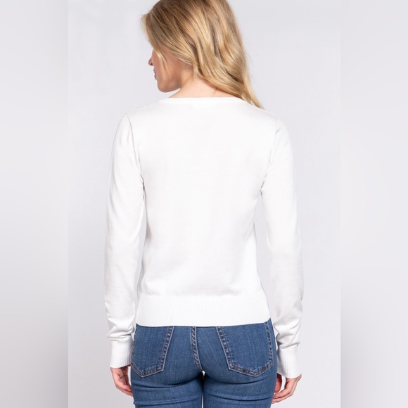 ACTIVE BASIC Ribbed Trim Button Up Cardigan - Picture 2 of 4